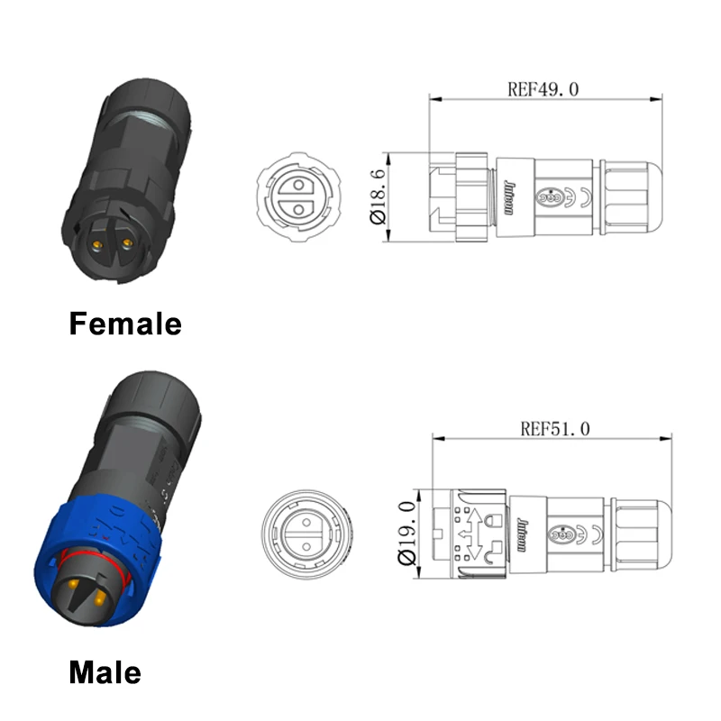Outdoor Lighting Wire Connectors - Connecteur d'alimentation M16 à 2 broches,