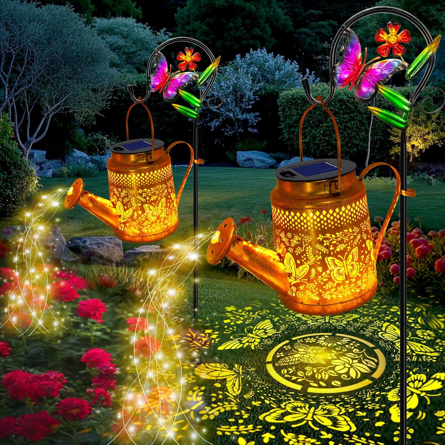 Outdoor Lighting For Backyard - Lot de 2 grandes lampes solaires
