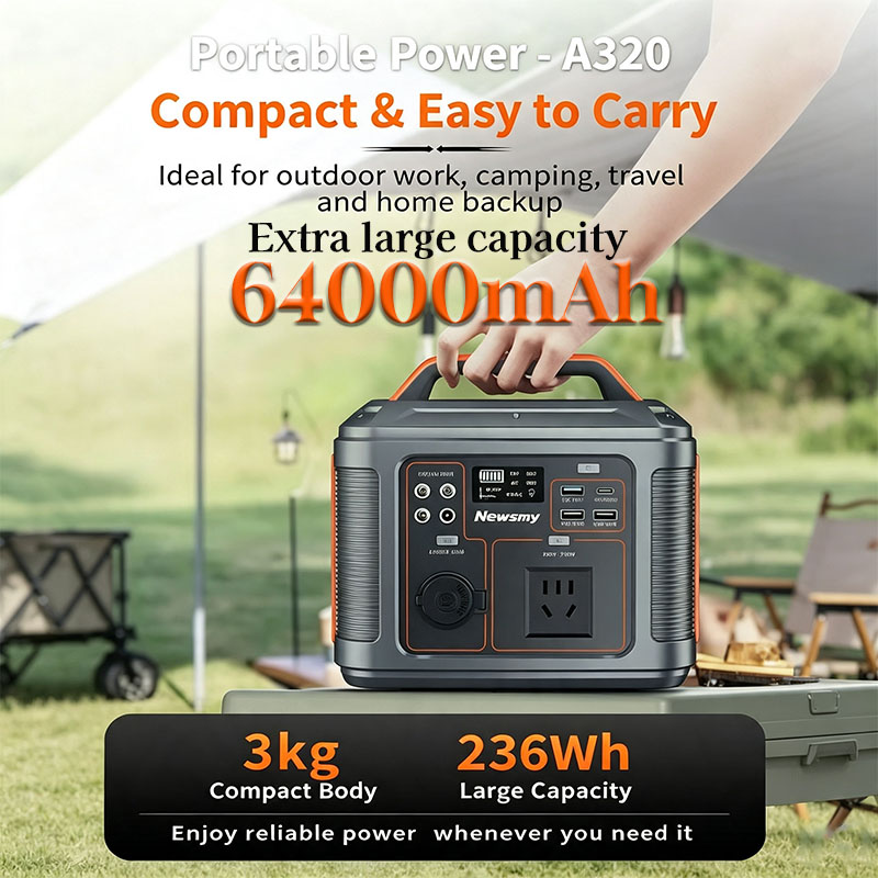 Outdoor Lighting Socket - Station d'alimentation portable 300W 64Ah 236Wh,
